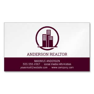 Real Estate Agent   Building Icon Magnetic Business Card
