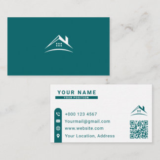 Real Estate Agent Business Card | Teal House Logo