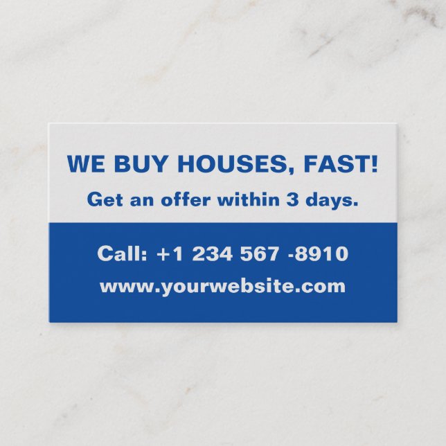 Real Estate Agent Business Card - We Buy Houses (Front)