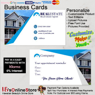 Real Estate Agent Business Cards 48 Pack of 100