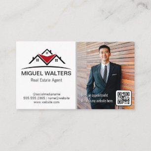Real Estate Agent Business Man QR Code Business Card