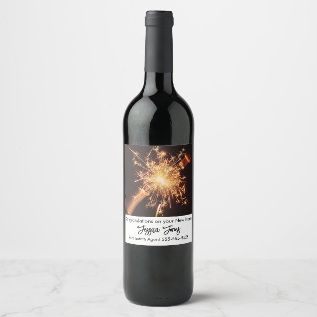 Real estate agent congratulation  wine label (Front)