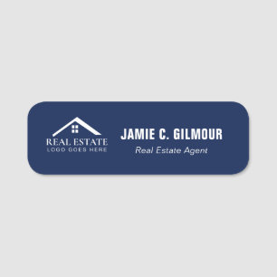 Real Estate Agent Custom logo blue Magnetic Name Tag