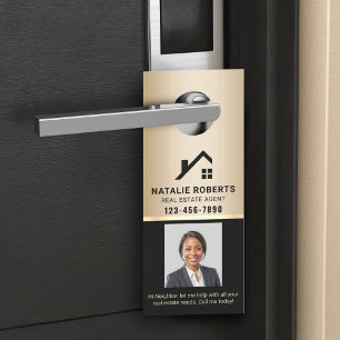 Real Estate Agent Custom Logo Modern Gold Realtor Door Hanger