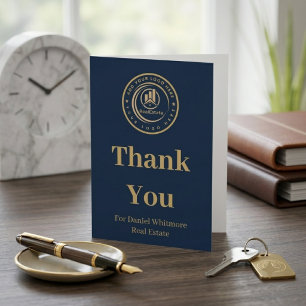 Real Estate Agent Custom Logo Property Branding Thank You Card