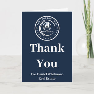Real Estate Agent   Custom Logo Property Branding Thank You Card