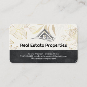 Real Estate Agent Elegant Flowers Business Card