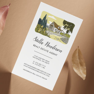 Real Estate Agent Elegant House Landscape Business Card