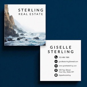 Real Estate Agent Elevated Coastal Oceanfront  Square Business Card