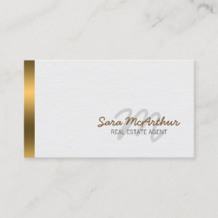 Real Estate Agent Faux Gold Monogram Business Card
