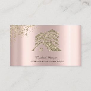 Real Estate Agent Gold House Building Diamonds Business Card