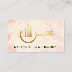 Real Estate Agent Gold Properties Key Logo Appointment Card