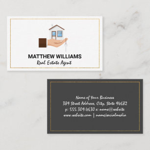 Real Estate Agent Hand Holding House Keys Business Card