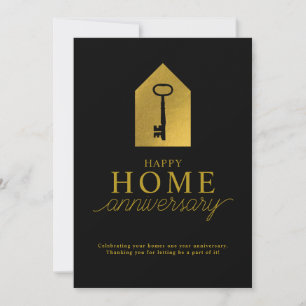 Real Estate Agent Happy Home Anniversary Gold Key Card