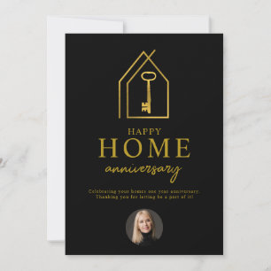 Real Estate Agent Happy Home Anniversary Gold Key Card