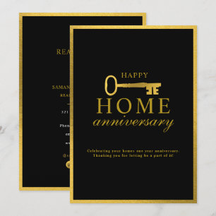 Real Estate Agent Happy Home Anniversary Gold Key Card
