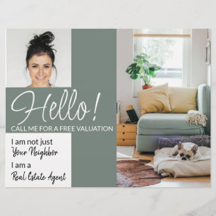 Real Estate Agent HELLO CARD shop sign Flyer