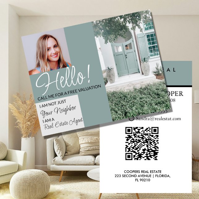 Real Estate Agent HELLO CARD shop sign Flyer (Creator Uploaded)