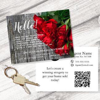 Real Estate Agent HELLO Roses Spring Checklist  An Announcement Postcard