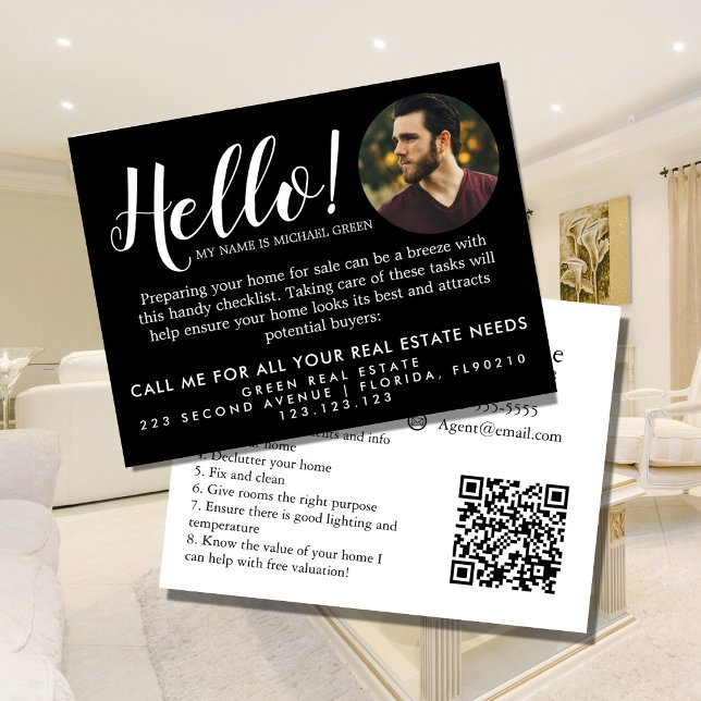 Real Estate Agent HELLO Spring checklist Announcem Announcement Postcard (Creator Uploaded)