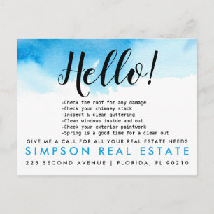 Real Estate Agent HELLO Spring checklist Announcement Postcard