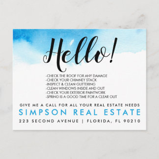 Real Estate Agent HELLO Spring checklist Announcement Postcard