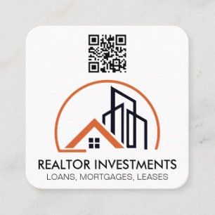 Real Estate Agent   Home and Buildings   QR Code Square Business Card