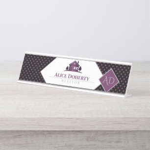 Real Estate Agent Home Initials Desk Name Plate