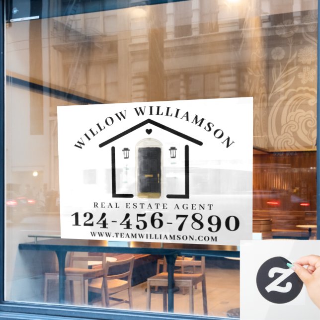 Real Estate Agent House & Black Watercolor Door (Cafe Window)