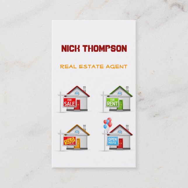 Real Estate Agent House Building Rent Sell Buy Business Card (Front)