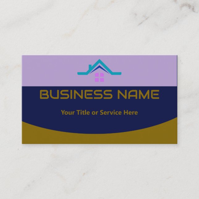 Real Estate Agent House Roof Logo Modern Navy Blue Business Card (Front)