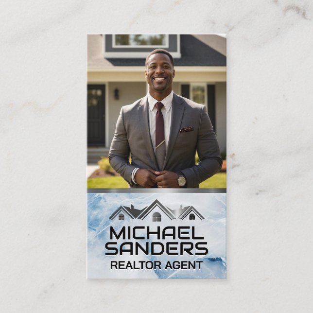 Real Estate Agent in Front of House Business Card (Front)