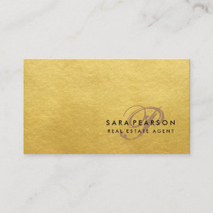 Real Estate Agent Investment Elegant Gold Texture Business Card