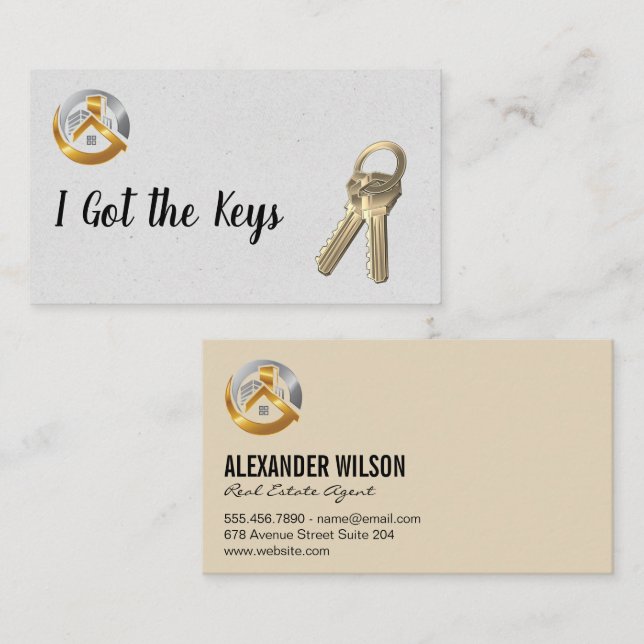 Real Estate Agent Logo / Keys Business Card (Front/Back)
