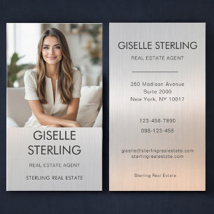 Real Estate Agent Luxury Metallic Photo  Business Card