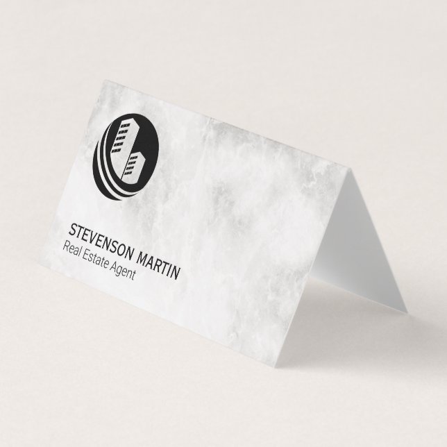 Real Estate Agent | Marble | Property Icon Business Card (Front)