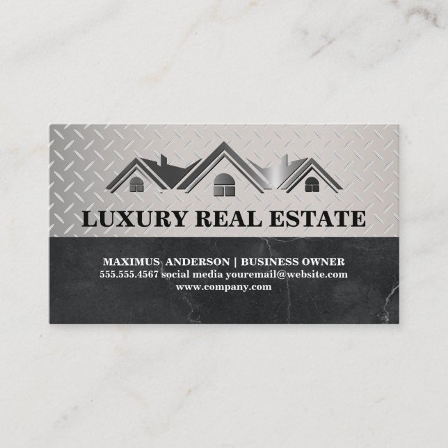 Real Estate Agent | Metal Pattern Business Card (Front)