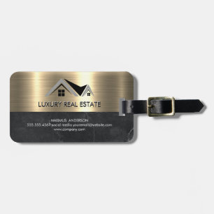 Real Estate Agent Metallic Gold Marble Business Luggage Tag