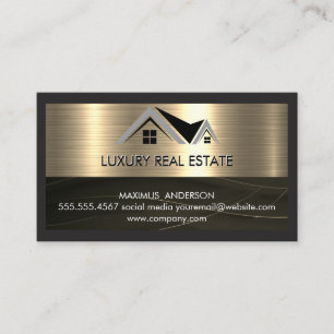 Real Estate Agent Metallic Gold Metal Business Card