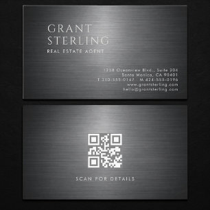 Real Estate Agent Metallic QR Code Business Card