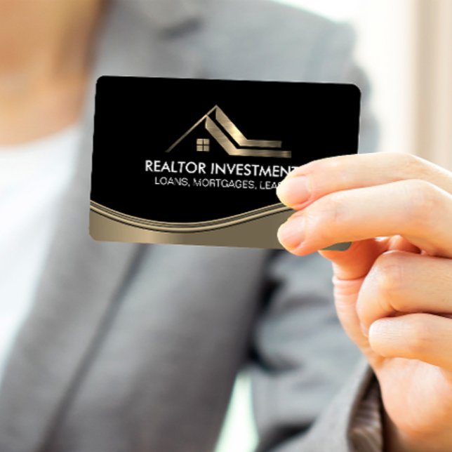 Real Estate Agent | Metallic Wave Business Card (Creator Uploaded)