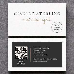 Real Estate Agent Minimalist Company Logo QR Code Business Card