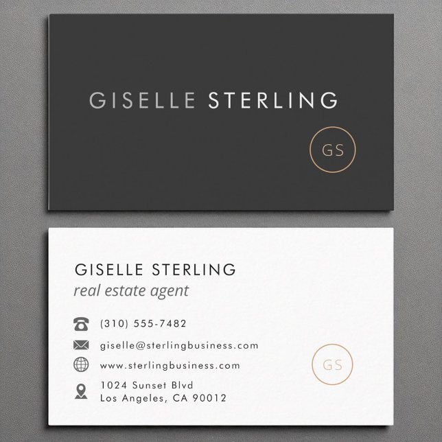 Real Estate Agent Minimalist Luxury Black  Business Card (Creator Uploaded)