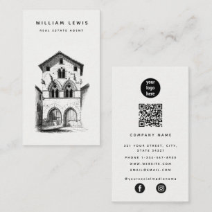 Real Estate Agent Minimalist QR Code Social Media Business Card