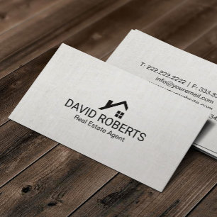 Real Estate Agent Modern Home Logo Classy Linen Business Card