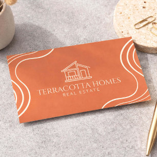 Real Estate Agent Modern Terracotta Business Card