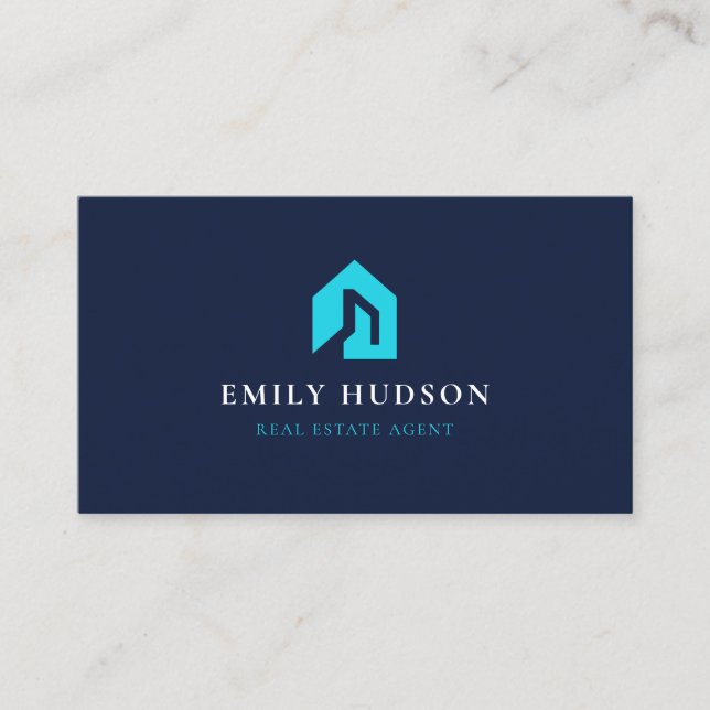 Real Estate Agent Navy Blue  Business Card (Front)