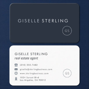 Real Estate Agent Navy Blue Professional Business Card