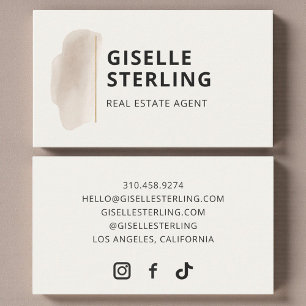 Real Estate Agent Neutral Beige Watercolor Business Card