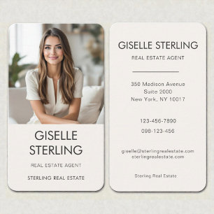 Real Estate Agent Neutral Elegant Photo  Business Card